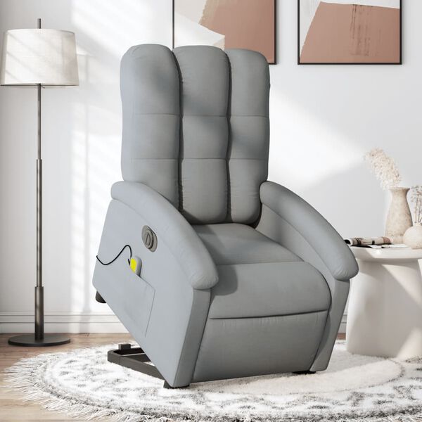 vidaXL Sill&oacute;n de masaje el&eacute;ctrico reclinable elevable tela gris claro