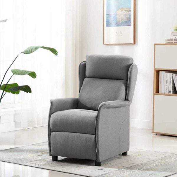 vidaXL Sill&oacute;n reclinable Gris Claro 66.5 x 94 x 101.5 cm Poli&eacute;ster