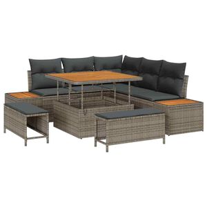 vidaXL Conjunto de sof&aacute;s de jard&iacute;n 8 uds. 7-N&uacute;mero de plazas Gris