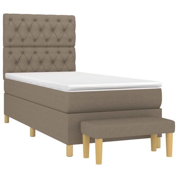 vidaXL Cama box spring con colch&oacute;n tela gris taupe 80x200 cm