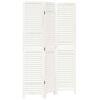 vidaXL Biombo separador de 3 paneles madera maciza Paulownia blanco retro