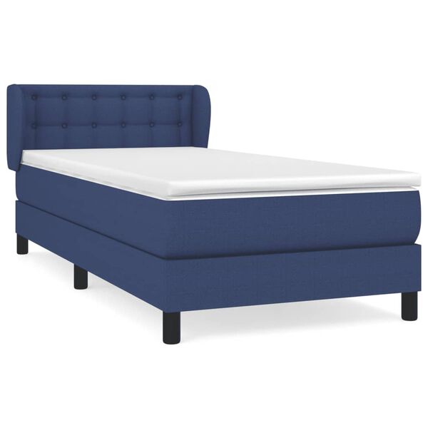 vidaXL Cama box spring con colch&oacute;n tela azul 90x190 cm