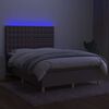 vidaXL Cama box spring colch&oacute;n y luces LED tela gris taupe 140x190 cm