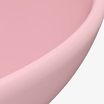 vidaXL Lavabo de lujo redondo cerámica rosa mate 32,5x14 cm