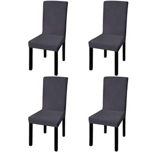 vidaXL Funda para silla el&aacute;stica recta 4 unidades gris antracita