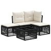 vidaXL Conjunto de sof&aacute;s de jard&iacute;n 5 pcs Negro rat&aacute;n sint&eacute;tico
