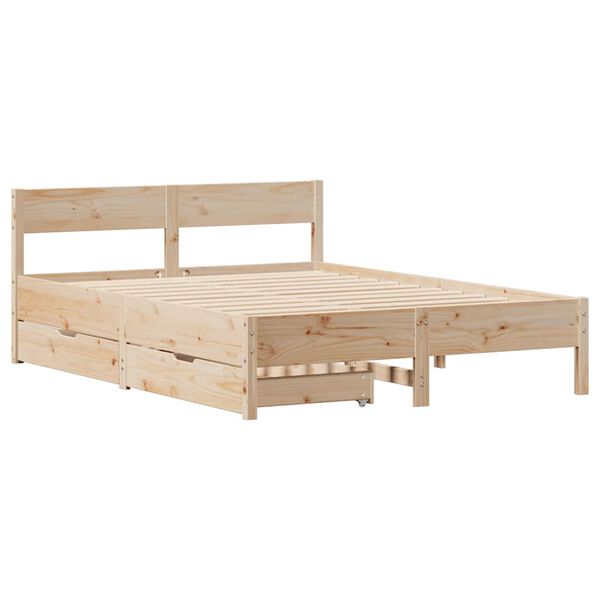vidaXL Estructura de cama sin colch&oacute;n madera maciza de pino 135x190 cm