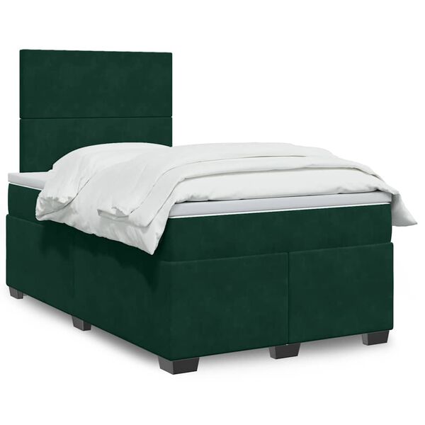 vidaXL Cama box spring con colch&oacute;n terciopelo verde oscuro 120x200 cm