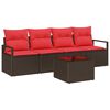 vidaXL Juego de Sof&aacute; 5 uds. 4-N&uacute;mero de plazas Beige y Rojo