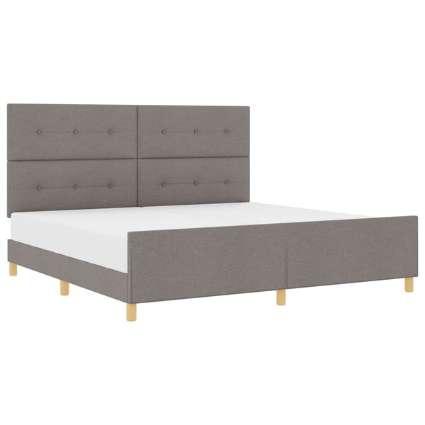 vidaXL Estructura de cama con cabecera Taup&eacute; 200 x 200 cm tela