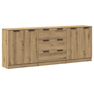 vidaXL Aparadores 3 uds madera ingenier&iacute;a roble artisian 60x30x70 cm