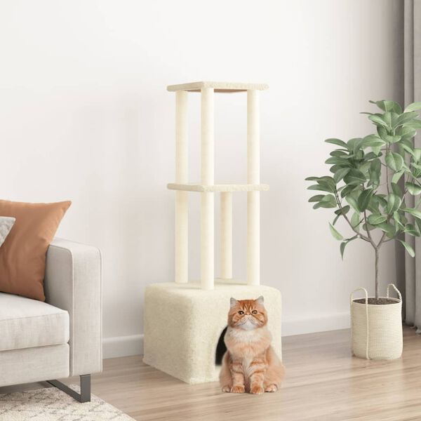 vidaXL Rascador para gatos con postes de sisal color crema 133,5 cm