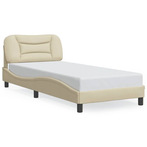 vidaXL Estructura de cama sin colch&oacute;n Hvar tela crema 90x200 cm