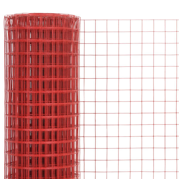 vidaXL Alambrada de gallinero acero revestimiento PVC rojo 25x1 m