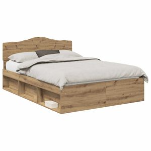 vidaXL Estructura de cama con cabecera Roble Artesanal 140 x 190 cm