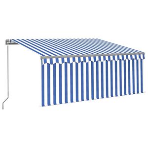 vidaXL Toldo manual retr&aacute;ctil con persiana y LED azul y blanco 3x2,5 m