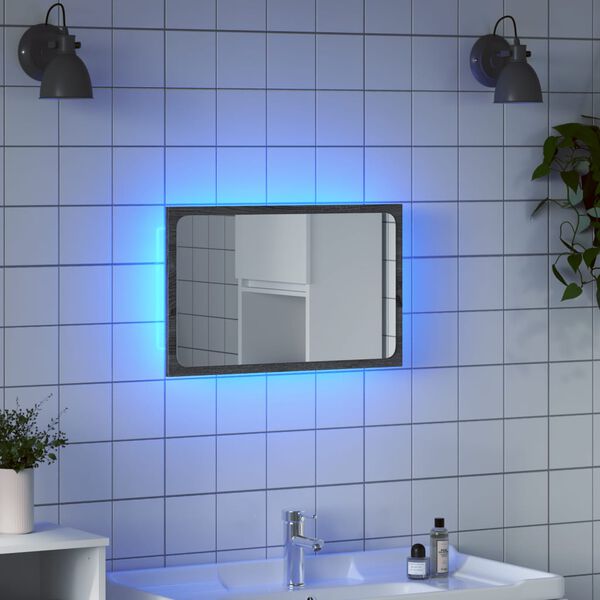 vidaXL Espejo de ba&ntilde;o LED madera ingenier&iacute;a gris Sonoma 60x8,5x38 cm