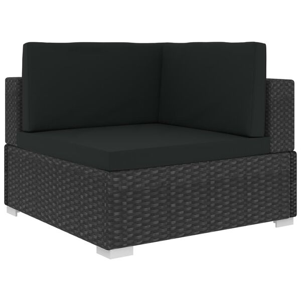 vidaXL Set muebles de jardín y cojines 6 piezas ratán sintético negro