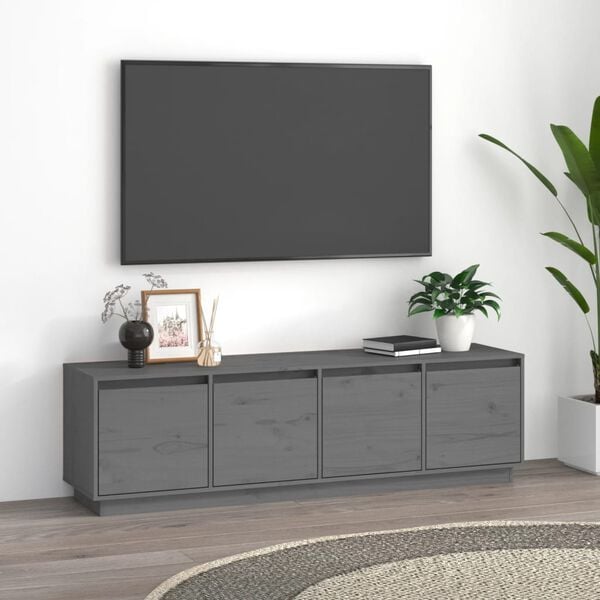 vidaXL Mueble de TV madera maciza de pino gris 156x37x45 cm