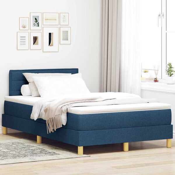vidaXL Cama tipo Box Spring con colch&oacute;n Azul 120 x 190 cm tela