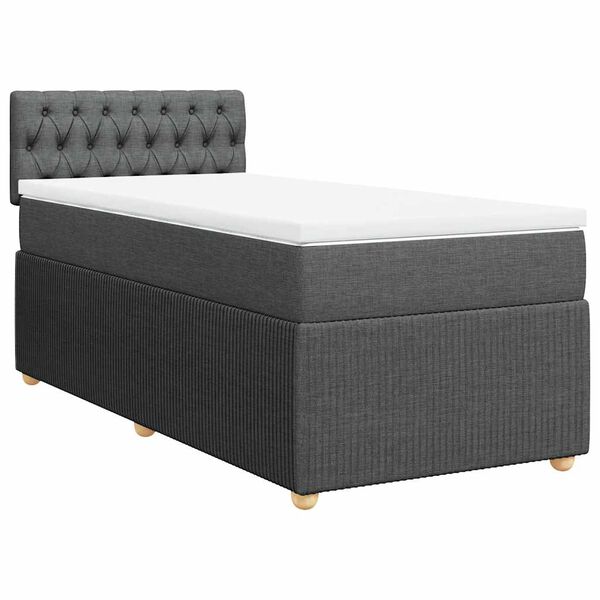 vidaXL Cama box spring con colch&oacute;n tela gris oscuro 100x200 cm