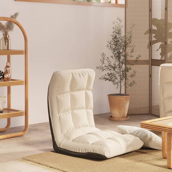 vidaXL Silla de suelo plegable de tela crema