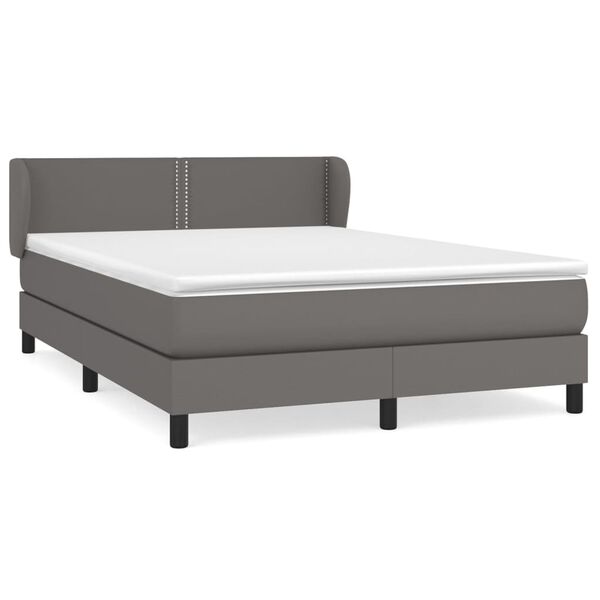 vidaXL Cama box spring con colchón cuero sintético gris 140x190 cm