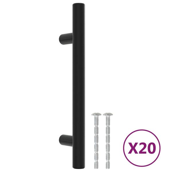 vidaXL Tiradores para armarios 20 uds acero inoxidable negro 96 mm