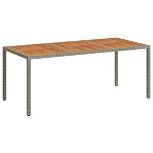 vidaXL Mesa de jard&iacute;n madera acacia rat&aacute;n sint&eacute;tico gris 190x90x75 cm