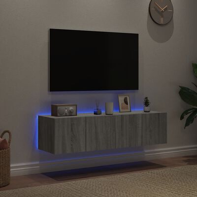 vidaXL Muebles TV de pared con luces LED 2 uds gris Sonoma 60x35x31 cm