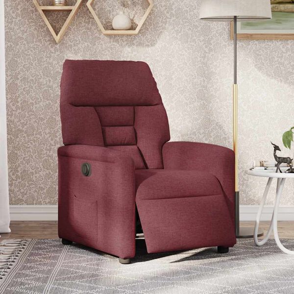 vidaXL Sill&oacute;n reclinable el&eacute;ctrico tela rojo tinto