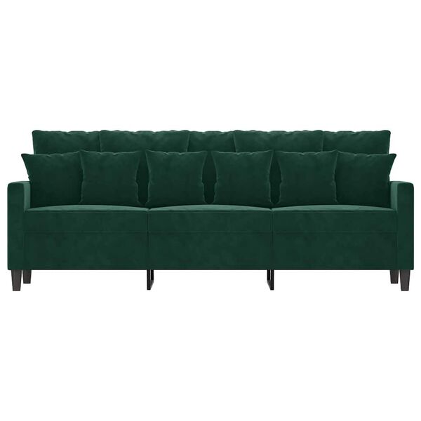 vidaXL Sof&aacute; de 3 plazas terciopelo verde oscuro 180 cm