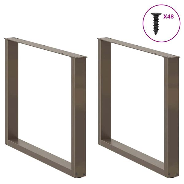 vidaXL Patas para mesa de comedor en forma de U (3 unidades, acero natural, 100 x 72-73 cm)