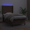vidaXL Cama box spring colch&oacute;n y LED cuero sint&eacute;tico marr&oacute;n 100x200 cm
