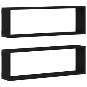 vidaXL Estante de Pared con estante 2 pcs Roble negro 80 x 15 x 26 cm