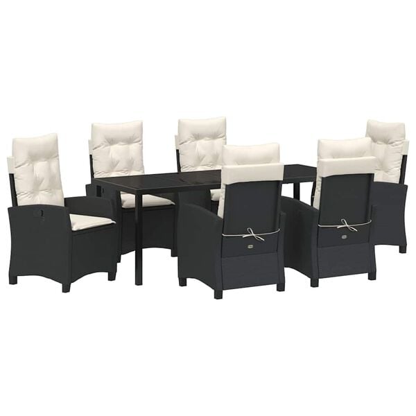 vidaXL Conjunto de Comedor de Jard&iacute;n 7 pcs Negro rat&aacute;n sint&eacute;tico