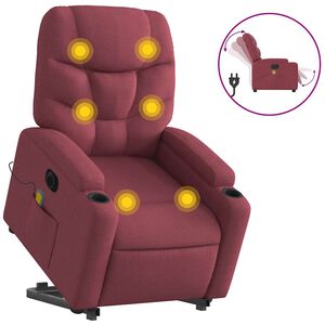 vidaXL Sill&oacute;n de masaje elevable el&eacute;ctrico tela rojo tinto