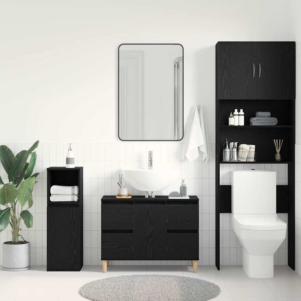 vidaXL Gabinete de Lavabo para Ba&ntilde;o Roble Negro 80 x 33 x 60 cm