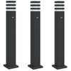 vidaXL L&aacute;mparas suelo exterior con sensor 3 uds aluminio negro 80 cm