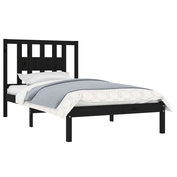 vidaXL Estructura de cama madera maciza de pino negro 100x200 cm