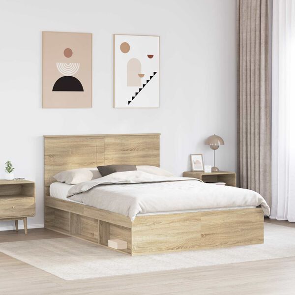 vidaXL Estructura de cama Sonoma 140 x 190 cm Madera de pino macizo