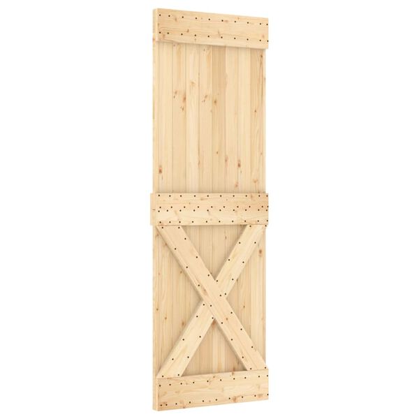 vidaXL Puerta corredera con herrajes madera maciza de pino 70x210 cm