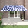 vidaXL Toldo retr&aacute;ctil aluminio y tela azul y blanco 4x3 m