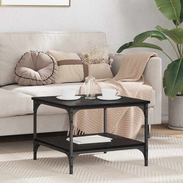 vidaXL Mesa de Caf&eacute; Roble Negro 55 x 55 x 40 cm Madera contrachapada