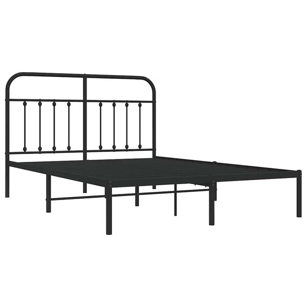 vidaXL Estructura cama sin colchón con cabecero metal negro 135x190 cm