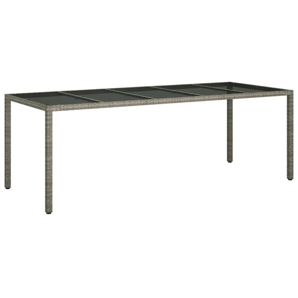 vidaXL Set comedor jard&iacute;n 9 pzas y cojines rat&aacute;n sint&eacute;tico vidrio gris