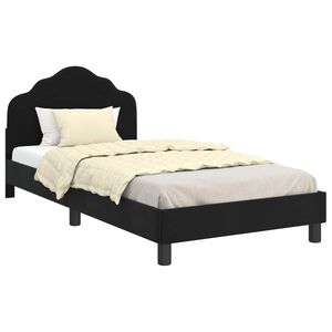 vidaXL Cama para ni&ntilde;os con cabecero Negro 90 x 190 cm Terciopelo