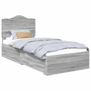 vidaXL Estructura de cama Gris Sonoma 90 x 190 cm Madera de ingenier&iacute;a