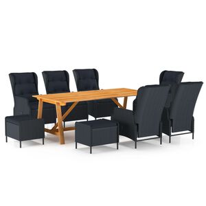 vidaXL Juego de comedor para jard&iacute;n de 9 piezas gris oscuro