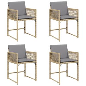 vidaXL Sillones jard&iacute;n con cojines 4 uds rat&aacute;n sint&eacute;tico beige mezcla